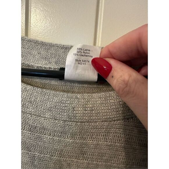 J.Crew Wool Cashmere Boat Neck Cable Gray Sweater Women Top XXS Style 54574 - Picture 7 of 13